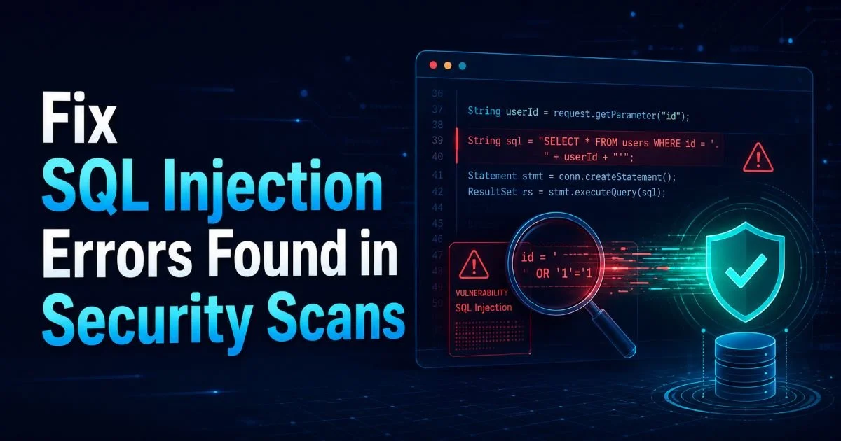 Fix SQL Injection Errors Found in Security Scans